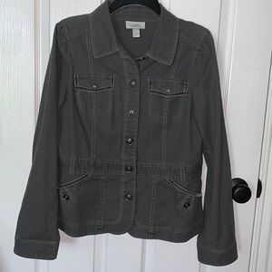 LOFT Gray Button-Up Jacket